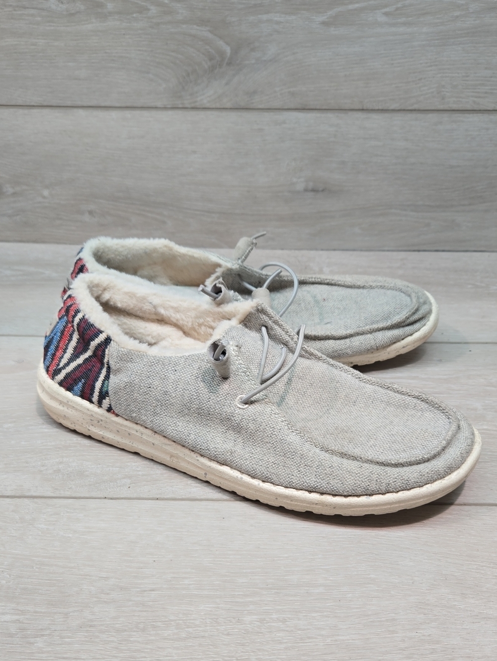 Hey Dude Women Wendy Funk Wool Grey Loafer Slip On Shoes Sz 10